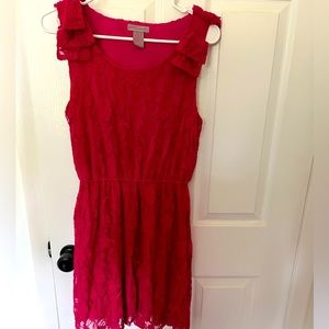 Bright pink lace dress with cute shoulder details